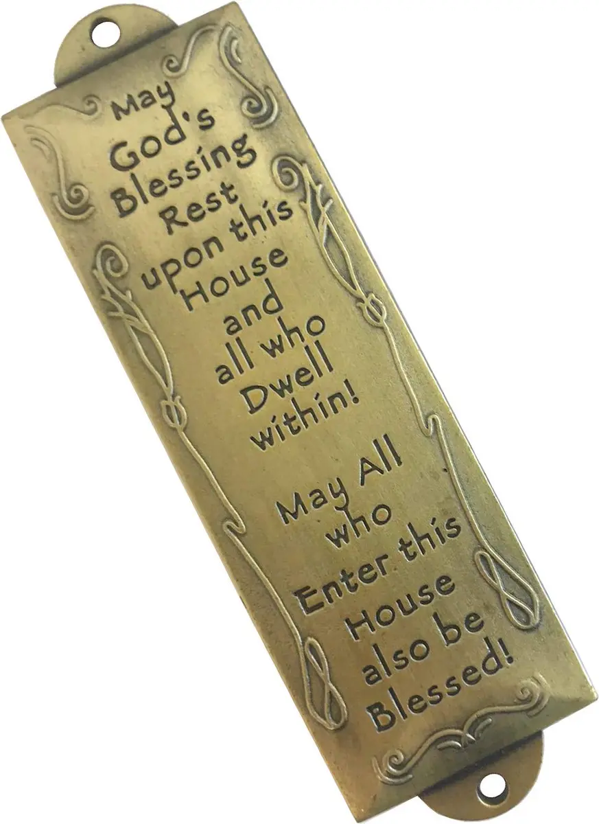 Holy Land Market Bronze English House Blessing Mezuzah with Scroll | 12.7 cm (5 inch) Length - main product image