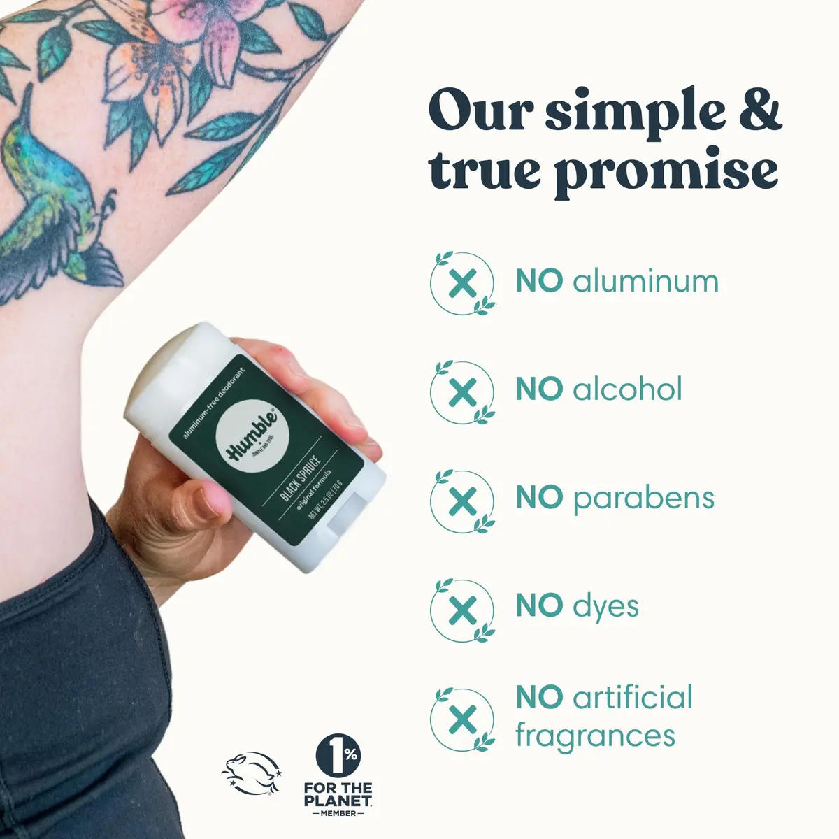 Humble Aluminum-Free Deodorant, Black Spruce | Long-Lasting Natural Odor Control Men & Women - view 5