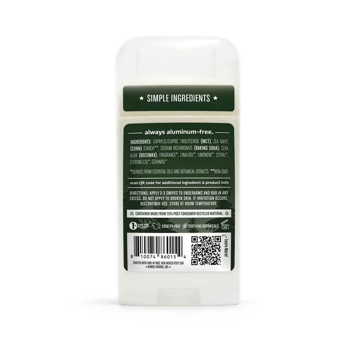 Humble Aluminum-Free Deodorant, Black Spruce | Long-Lasting Natural Odor Control Men & Women - view 8