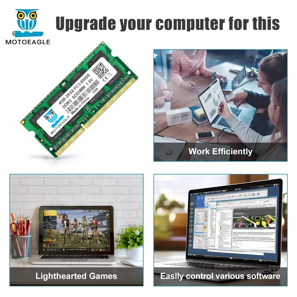 motoeagle DDR3 1066MHz SODIMM 8GB (2x4GB) RAM Kit | Upgrade Laptop Performance - view 4