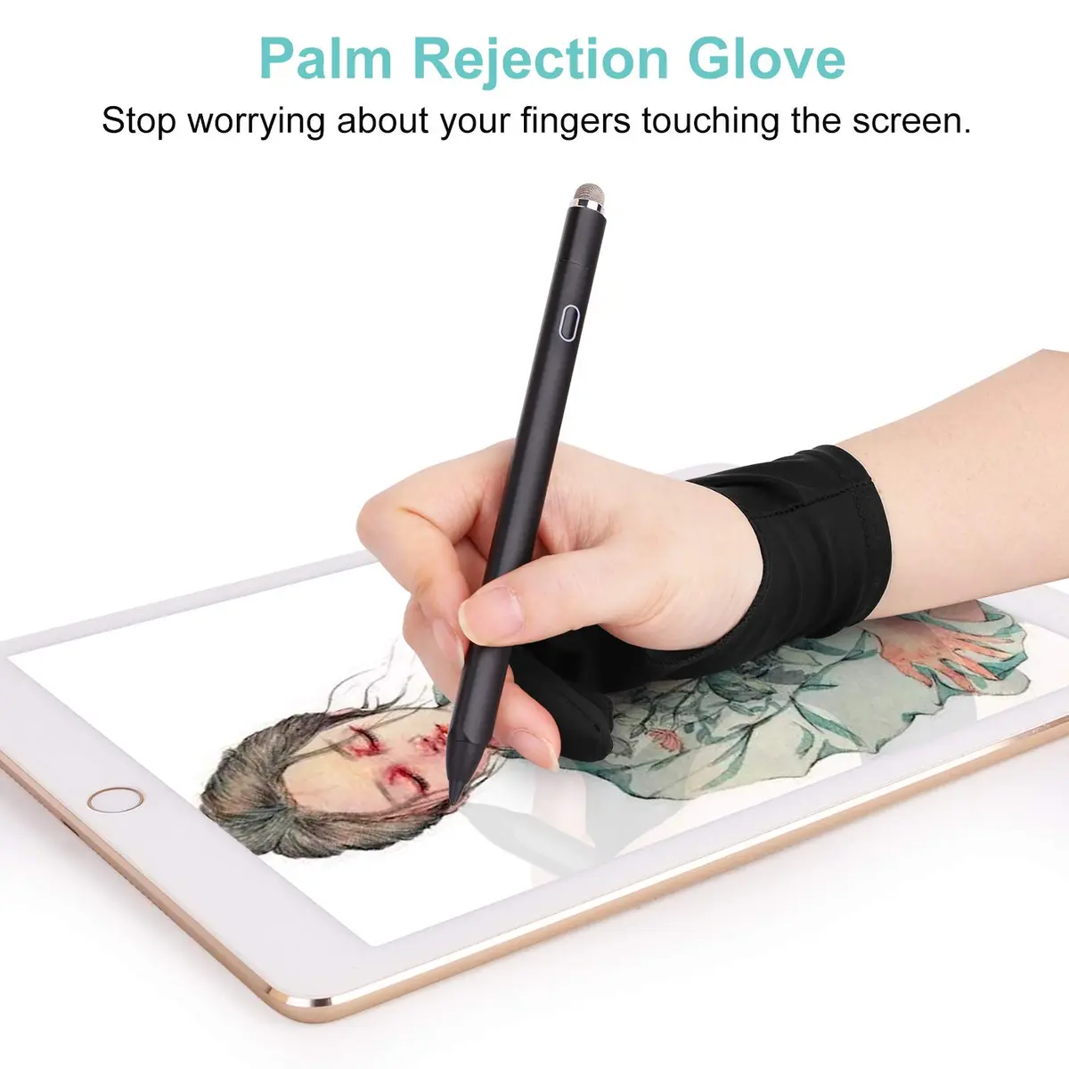 Mixoo Two-Finger Artist Gloves Medium (2-Pack) | Palm Rejection for Digital Drawing & Sketching - view 6