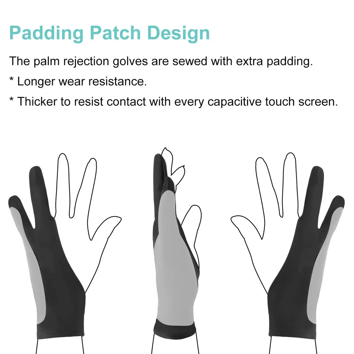 Mixoo Artist Gloves 2 Pack - Small | Palm Rejection Gloves for Drawing Tablets, iPad, and Sketching - view 3