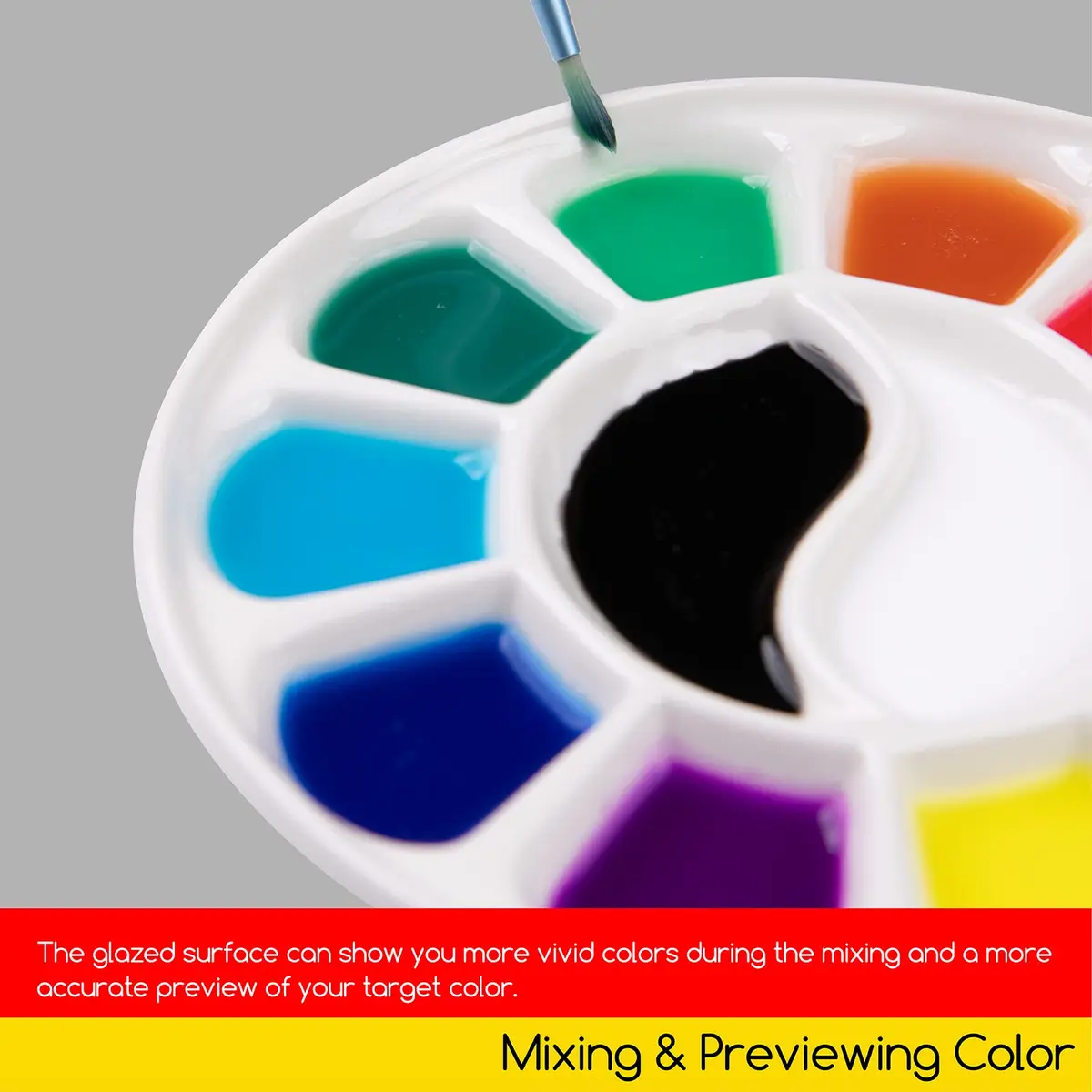 MEEDEN 12-Well Round Porcelain Watercolor Paint Palette 7-Inch | Smooth, Non-Staining Surface for Studio & Field - view 5