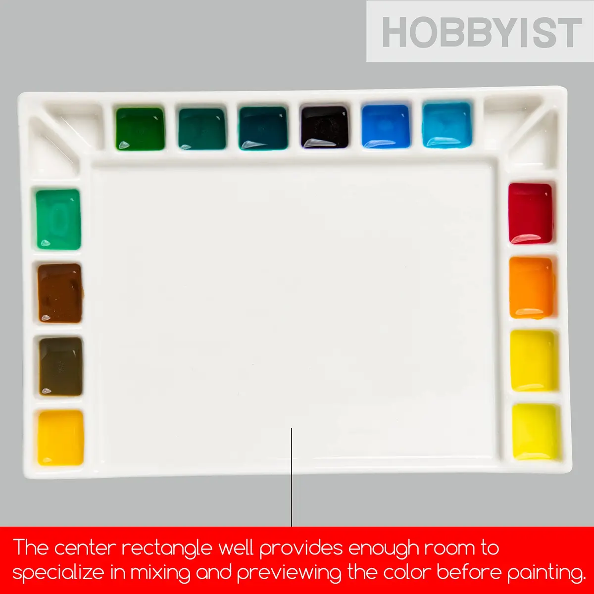 MEEDEN Ceramic Watercolor Paint Palette 18-Well Artist Paint Mixing Tray 21.7cm (0.75in) | Smooth, Non-Staining Porcelain for Vibrant Colors - view 5