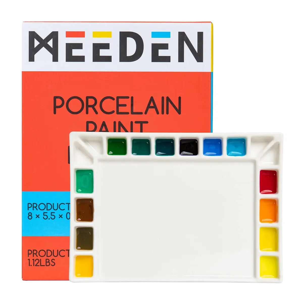 MEEDEN Ceramic Watercolor Paint Palette 18-Well Artist Paint Mixing Tray 21.7cm (0.75in) | Smooth, Non-Staining Porcelain for Vibrant Colors - main product image