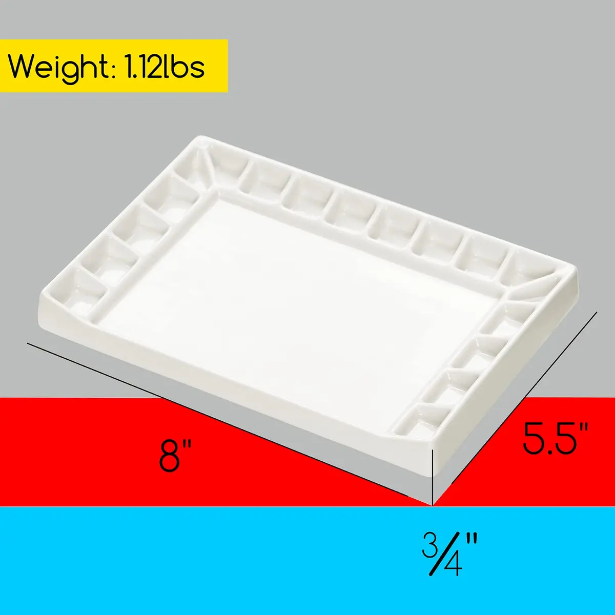 MEEDEN Ceramic Watercolor Paint Palette 18-Well Artist Paint Mixing Tray 21.7cm (0.75in) | Smooth, Non-Staining Porcelain for Vibrant Colors - view 2