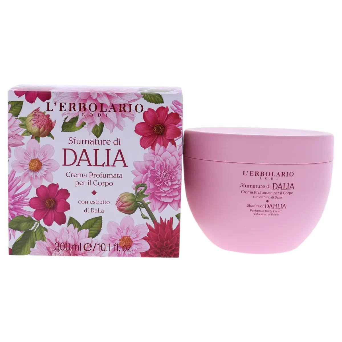 L'Erbolario Body Cream - Moisturizing Body Butter - Floral Citrus Scent Skin Care with Dahlia Extract and Olive Butter - 10.1 oz - main product image