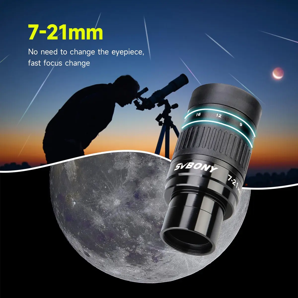 SVBONY SV135 Zoom Eyepiece 7-21mm | 1.25 Inch Telescope Accessory for Astronomic Observation - view 2