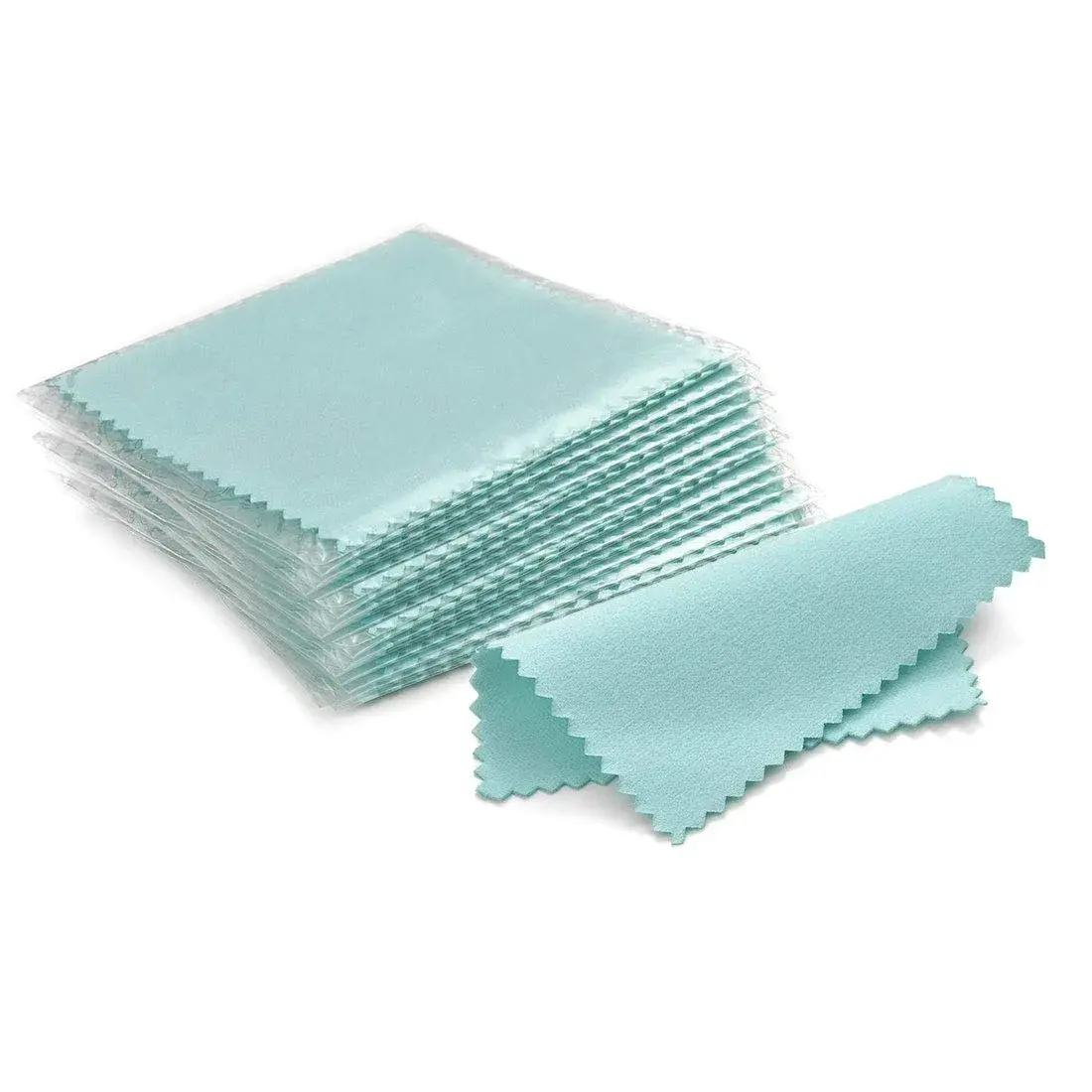 SEVENWELL 50pcs Turquoise Jewelry Cleaning Cloths 8x8cm | Polishes Sterling Silver, Gold, Platinum - main product image