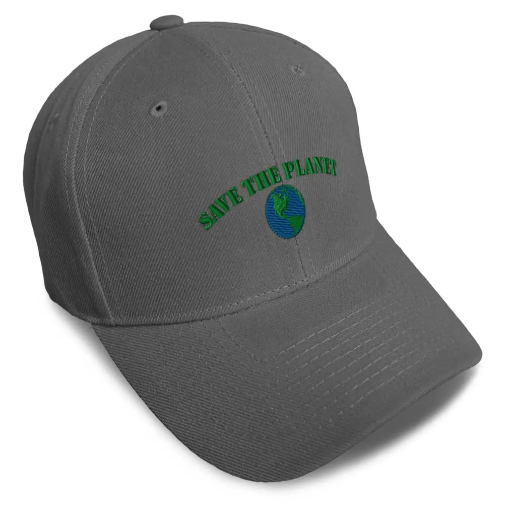 Speedy Pros Baseball Cap for Men & Women | Embroidered Earth Flag Style B | Acrylic Dark Grey | One Size - main product image