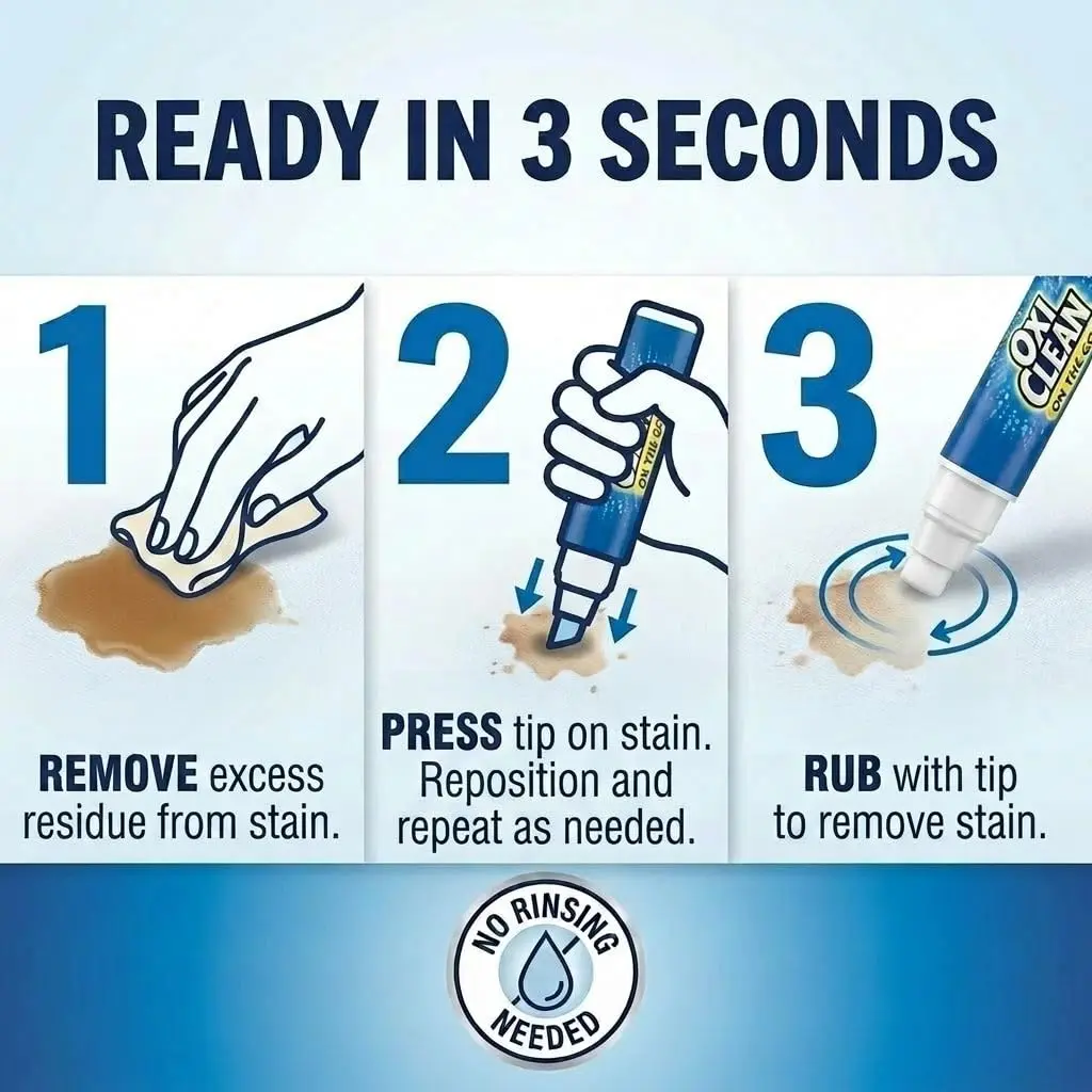 OxiClean On The Go Stain Remover Pen for Clothes | Portable, Bleach-Free, Safe for All Fabrics - view 6