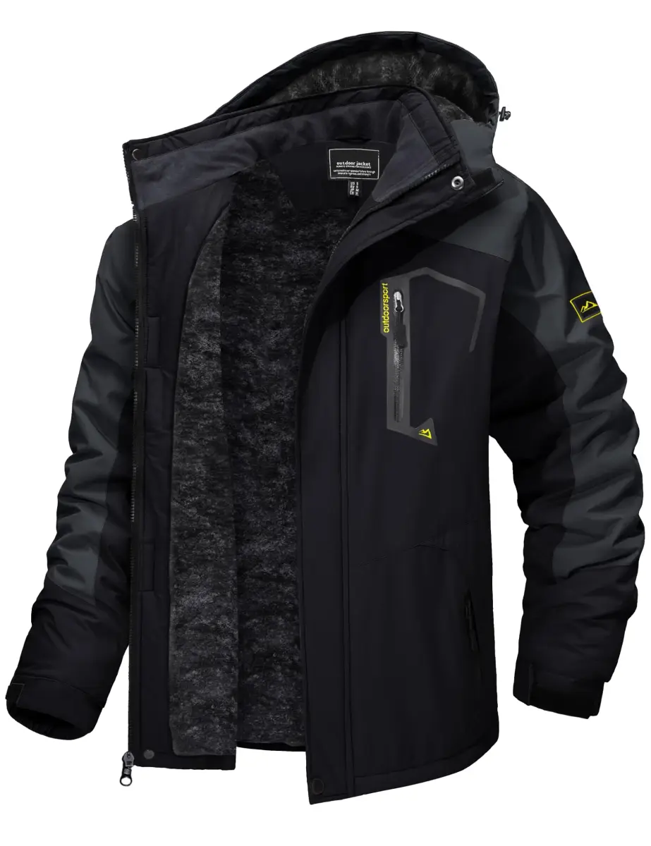 TACVASEN Men's Warm Ski Jacket with Fleece Lining & Detachable Hood XL | Waterproof Windproof Winter Coat - main product image