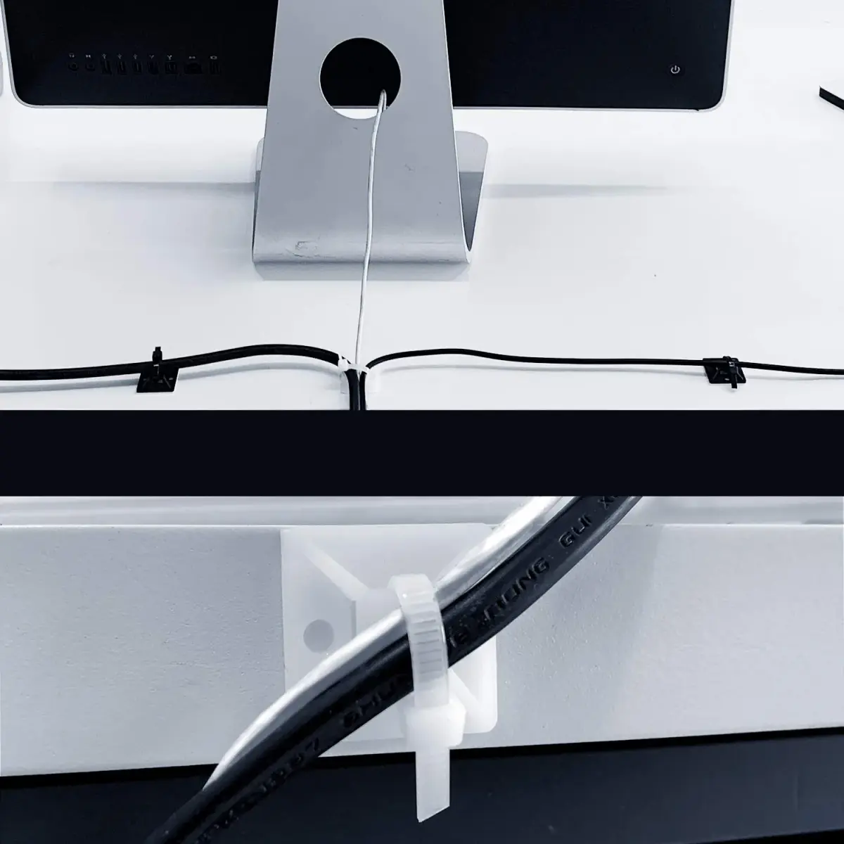 HUASAI White 100 Pack Zip Tie Mounts with 7.8" Cable Ties | Organize Wires Under Desks & Walls - view 6