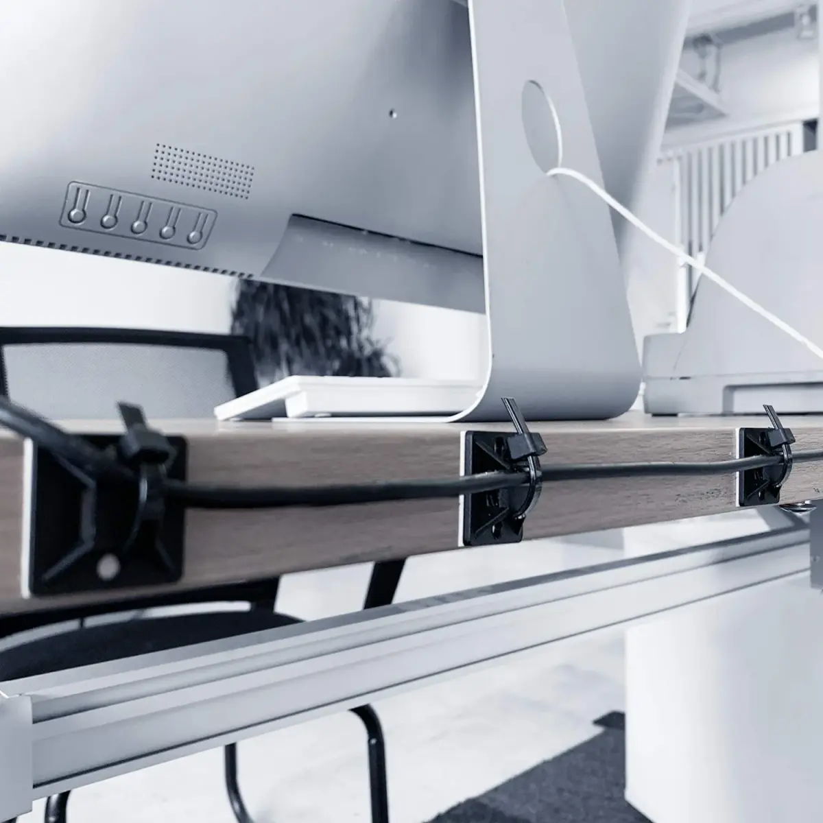 HUASAI White 100 Pack Zip Tie Mounts with 7.8" Cable Ties | Organize Wires Under Desks & Walls - view 7