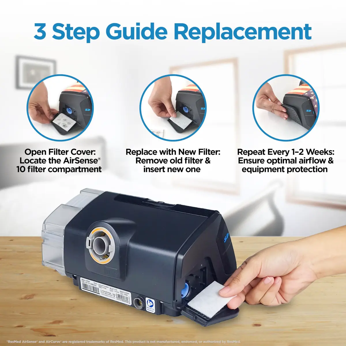 RespLabs CPAP Filters for ResMed AirSense 10 & AirCurve 10 - 60 Pack Disposable Replacement Filters | 1+ Year Supply - view 5
