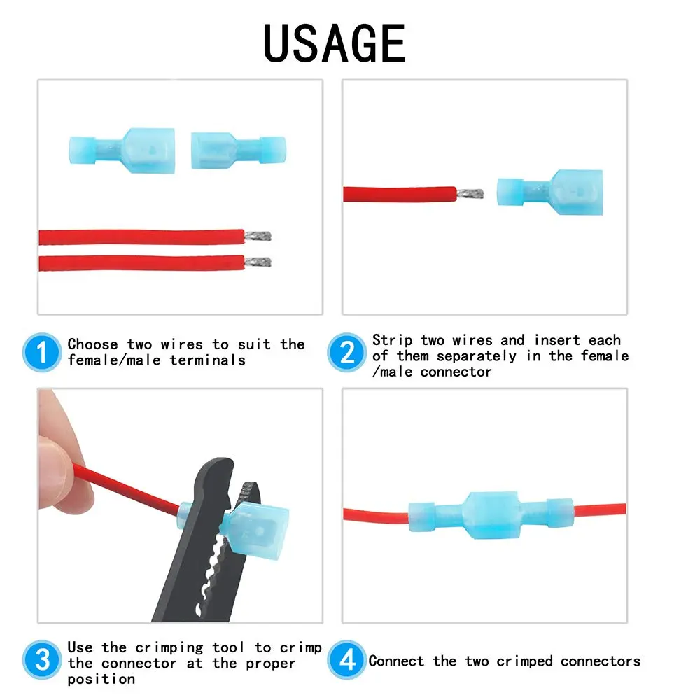 MCIGICM 16-14 Gauge Spade Disconnect Wire Connectors 200 Pcs | Fully Insulated Nylon Terminals for Electrical Wiring - view 4