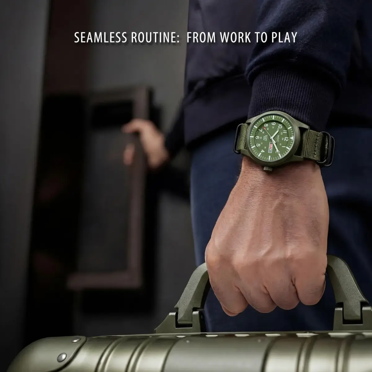 Infantry Mens Military Field Watch Vietnam Style 40mm Green Nylon Band | Classic Tactical Design - view 4