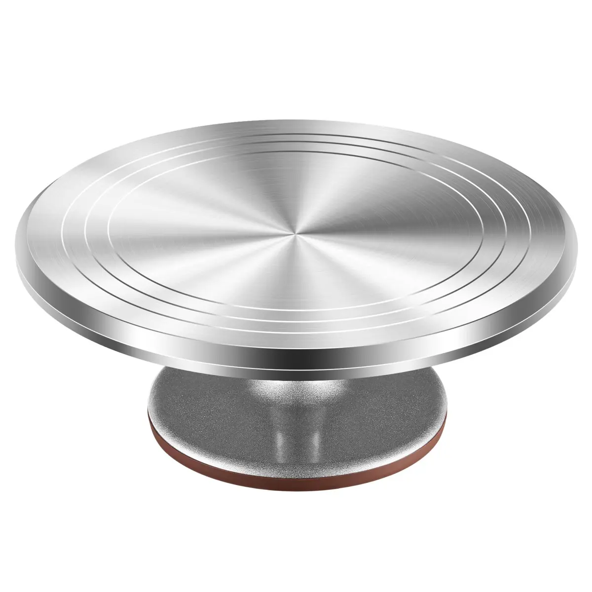 Kootek 12" Silver Aluminum Alloy Cake Turntable | Durable 360° Rotating Cake Stand for Decorating - main product image