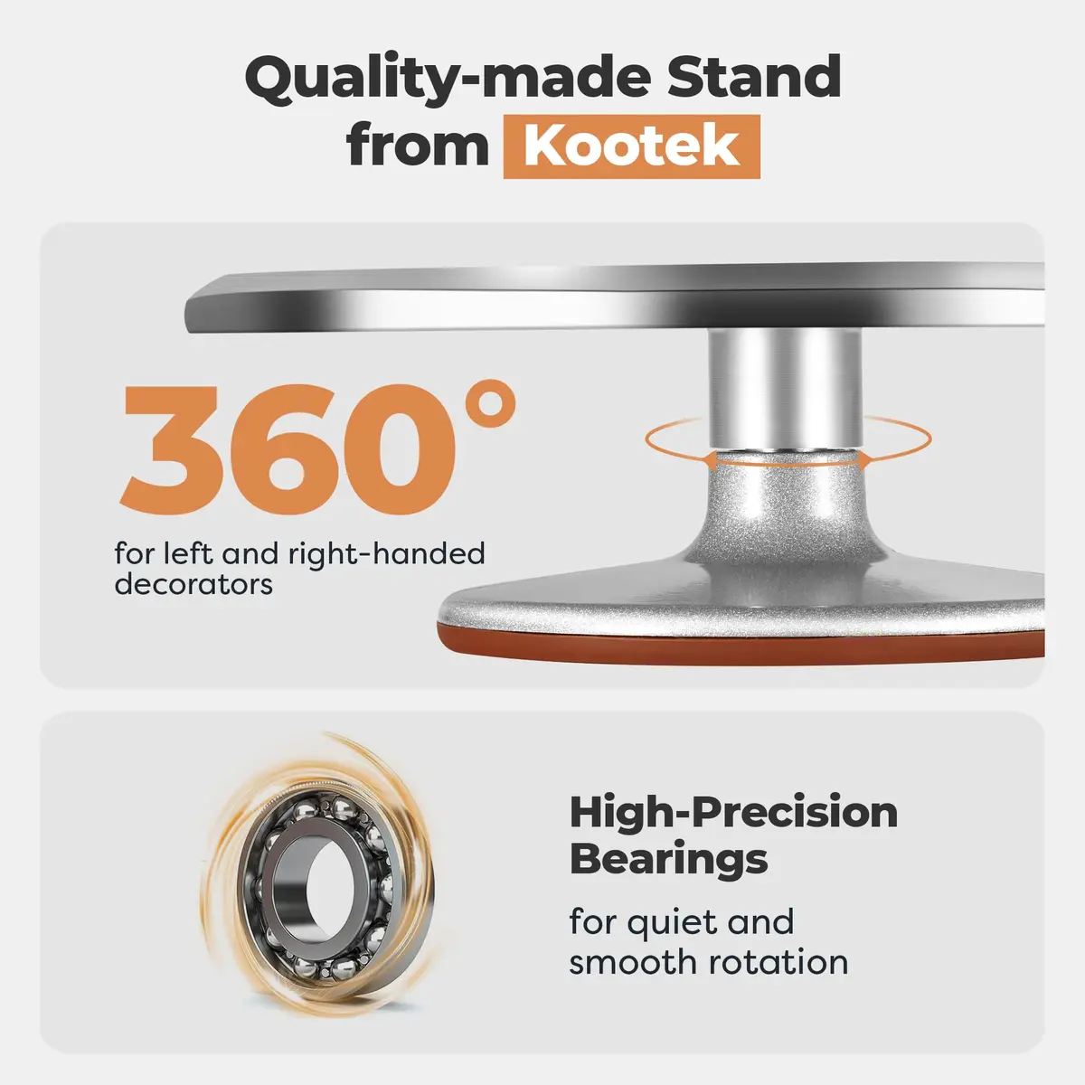 Kootek 12" Silver Aluminum Alloy Cake Turntable | Durable 360° Rotating Cake Stand for Decorating - view 4