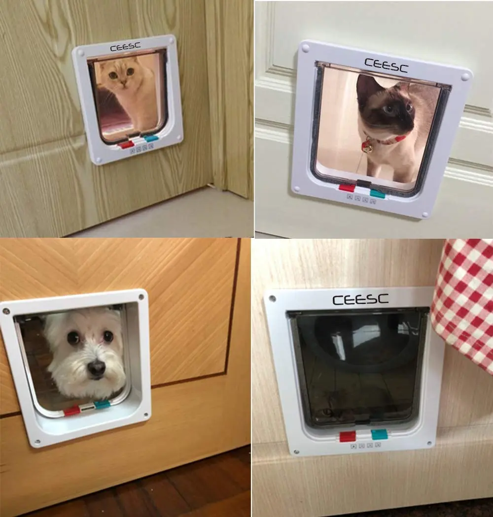 CEESC X-Large Cat Door for Pets up to 25 lbs, Weatherproof, White | 4-Way Lock Pet Door for Cats & Small Dogs - view 2