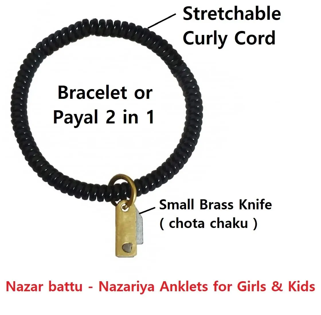 VAMA Adjustable Black Nylon Cord Nazar Battu Suraksha Anklet for Women & Girls | Evil Eye Protector - view 2
