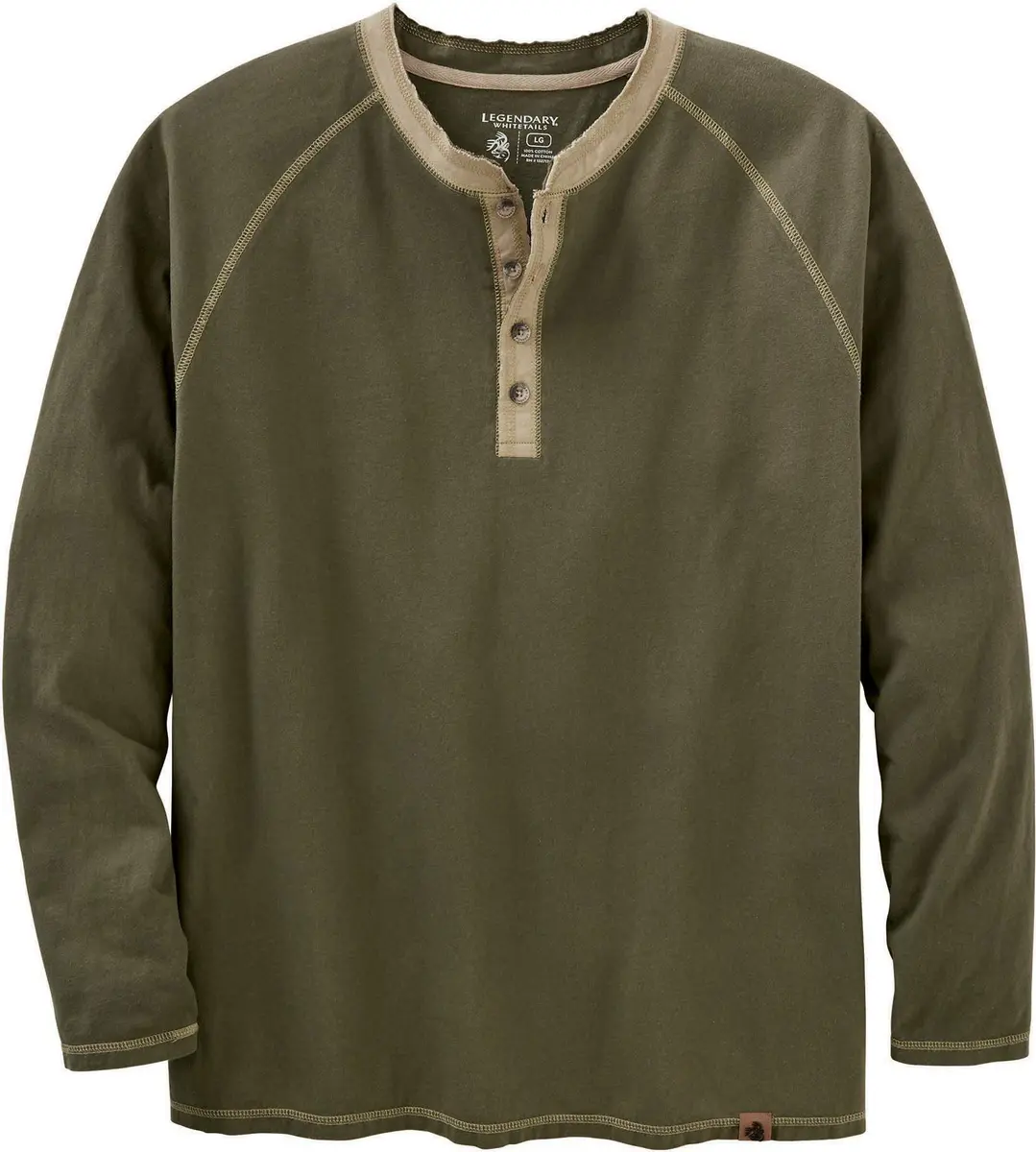 Legendary Whitetails Long Sleeve Cotton Henley Shirt Army | Rugged Outdoor Style (70-120 chars) - main product image