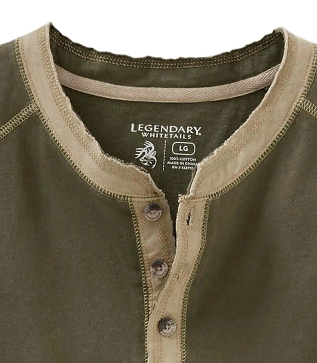 Legendary Whitetails Long Sleeve Cotton Henley Shirt Army | Rugged Outdoor Style (70-120 chars) - view 6
