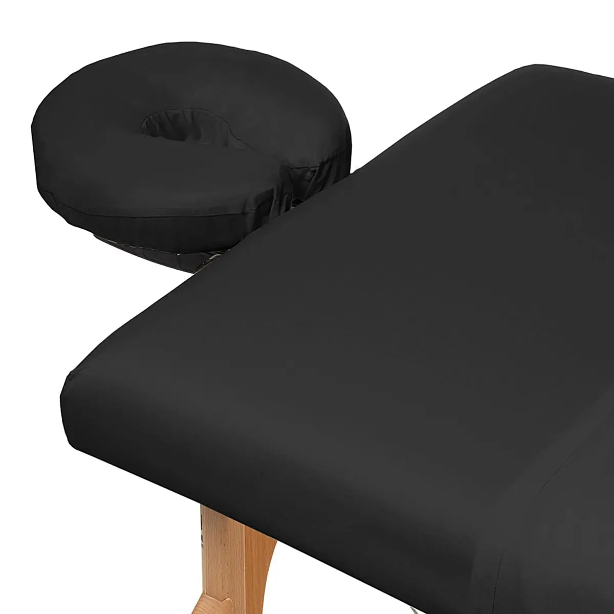 Saloniture 3-Piece Microfiber Massage Table Sheet Set - Premium Facial Bed Cover - Includes Flat and Fitted Sheets with Face Cradle Cover - Black | Ultra-Light Microfiber Comfort - view 3