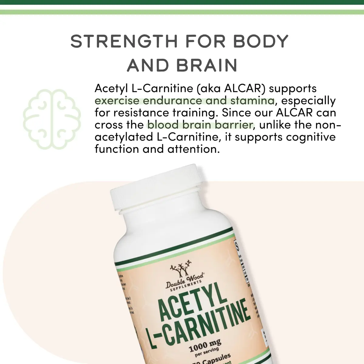 Double Wood Supplements Acetyl L-Carnitine 1,000mg | Memory + Energy Support, 150 Capsules - view 2