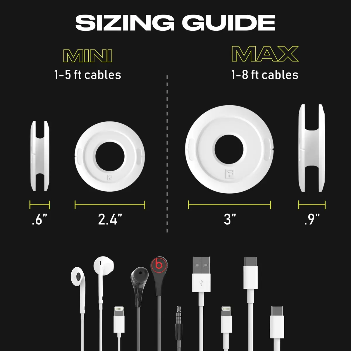 Fuse Side Winder Mini & Max Cord Organizer | Travel & Tech Organizer for Earbuds & Cables (White, Mini) - view 2