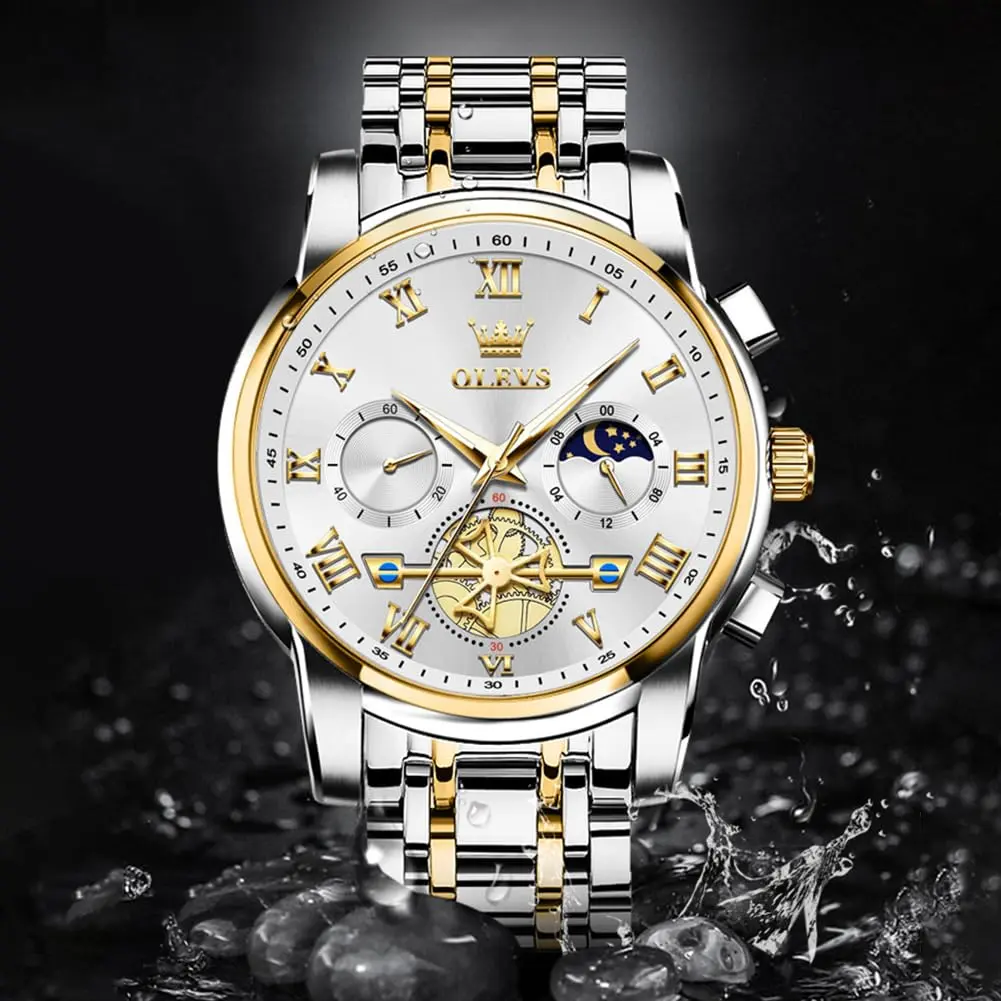 OLEVS Silver Luxury Men's Watch Analog Quartz Chronograph with Luminous Dial, 41mm Case | Imported for India - view 8