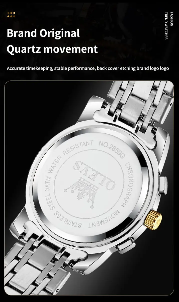 OLEVS Silver Luxury Men's Watch Analog Quartz Chronograph with Luminous Dial, 41mm Case | Imported for India - view 11