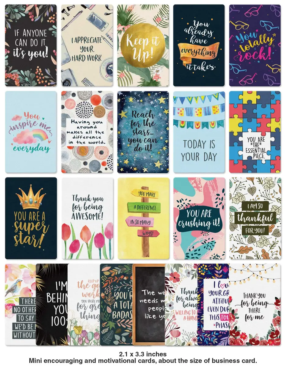 Dessie Motivational Cards - 63 Unique Inspirational Cards | Business Card Sized Encouragement Cards for Employees, Kindness, Appreciation, Lunch Box Notes - view 4