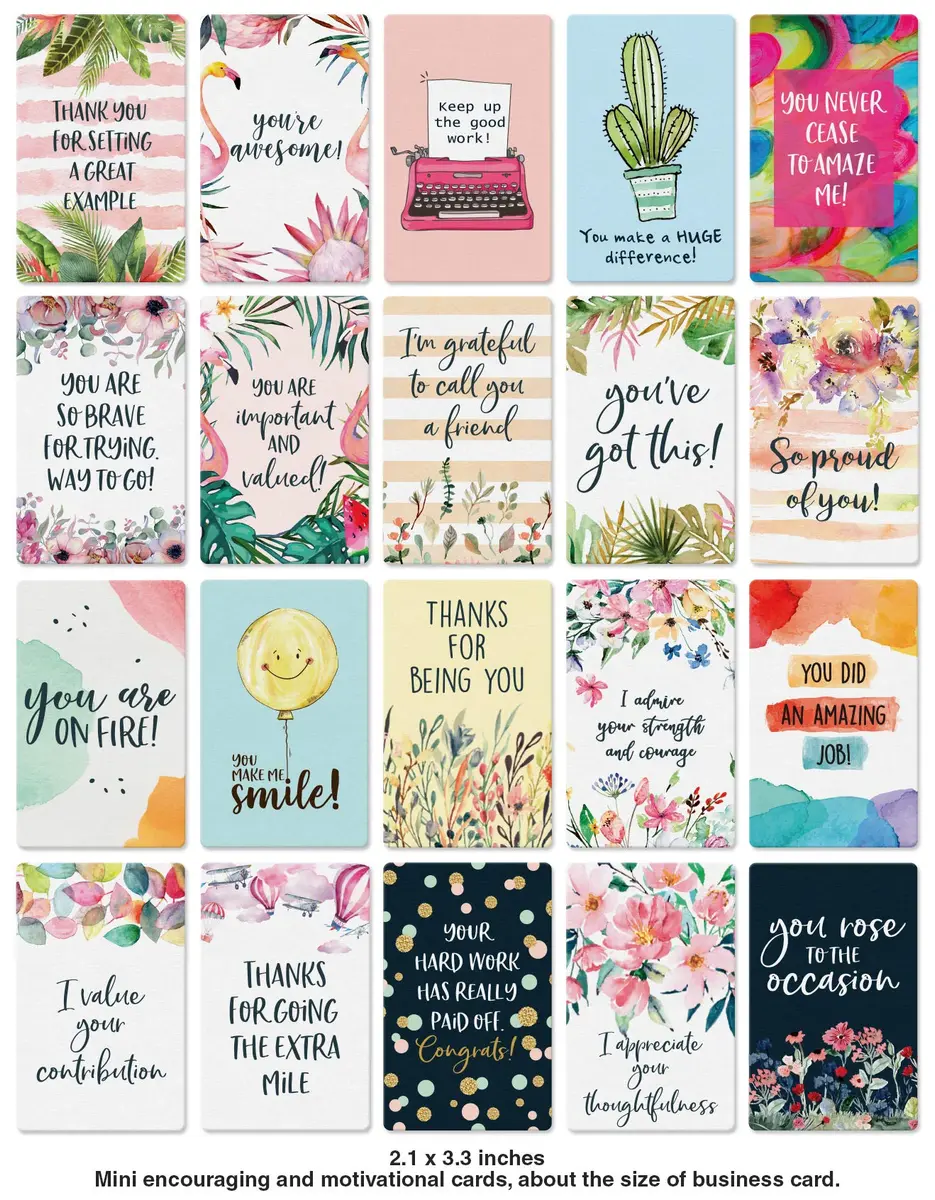 Dessie Motivational Cards - 63 Unique Inspirational Cards | Business Card Sized Encouragement Cards for Employees, Kindness, Appreciation, Lunch Box Notes - view 2