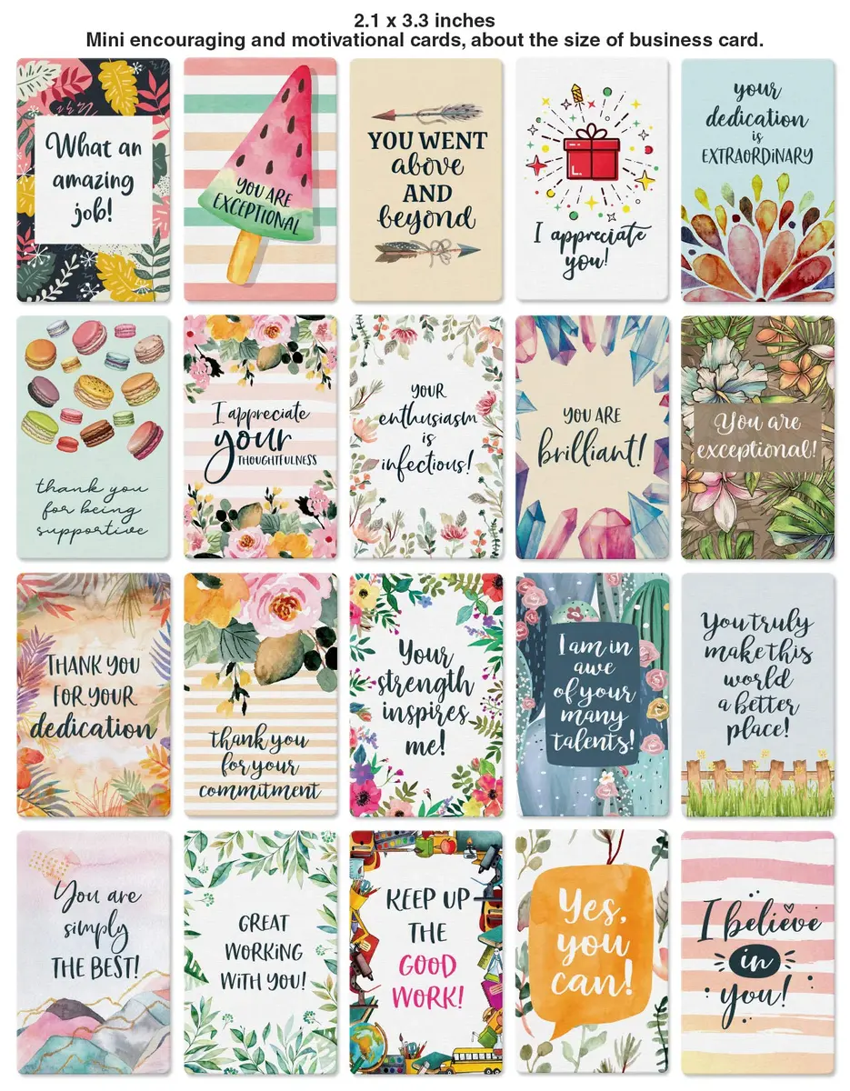Dessie Motivational Cards - 63 Unique Inspirational Cards | Business Card Sized Encouragement Cards for Employees, Kindness, Appreciation, Lunch Box Notes - view 3