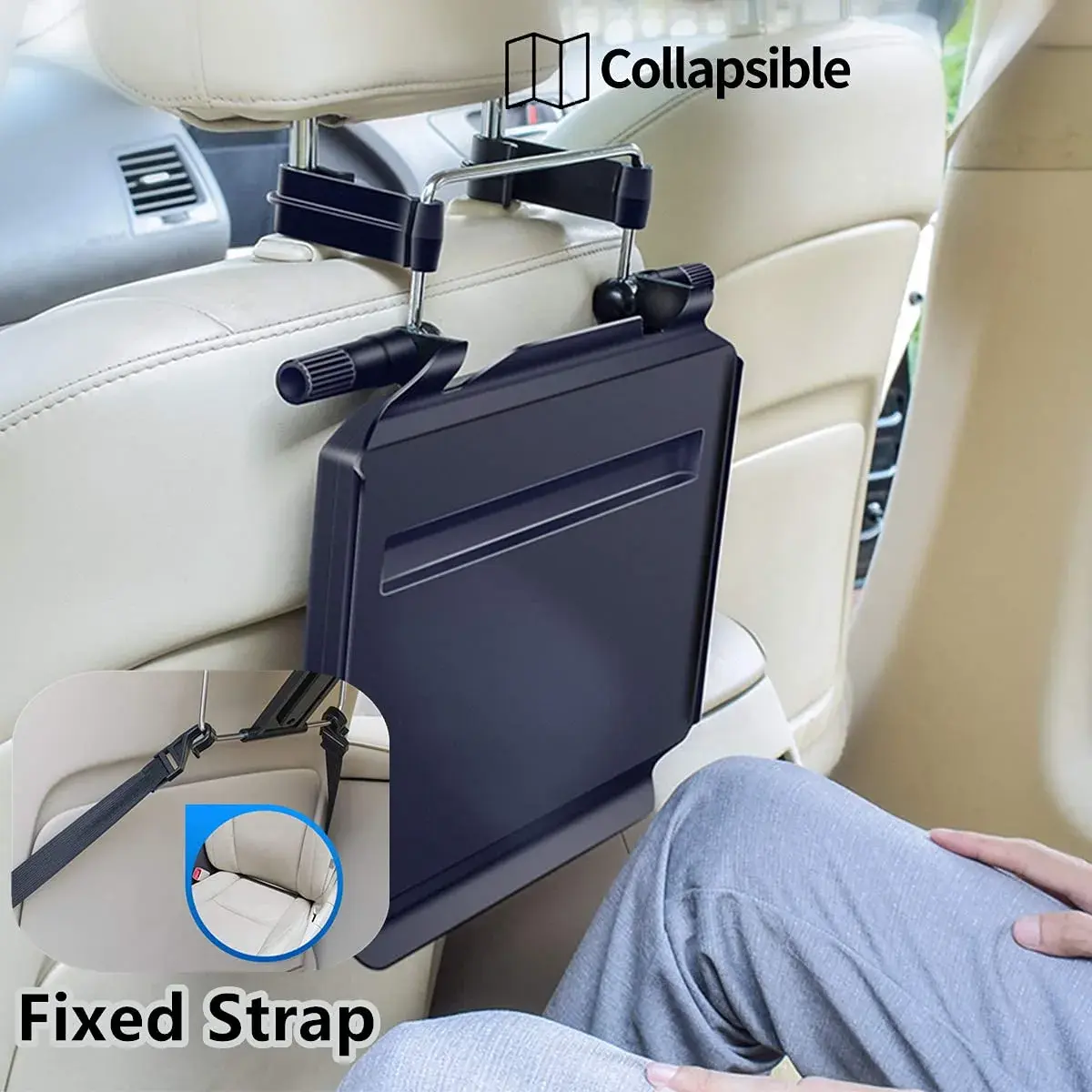 Xergur 2-in-1 Car Steering Wheel Tray & Back Seat Headrest Tray | Portable Workstation & Eating Desk - view 3