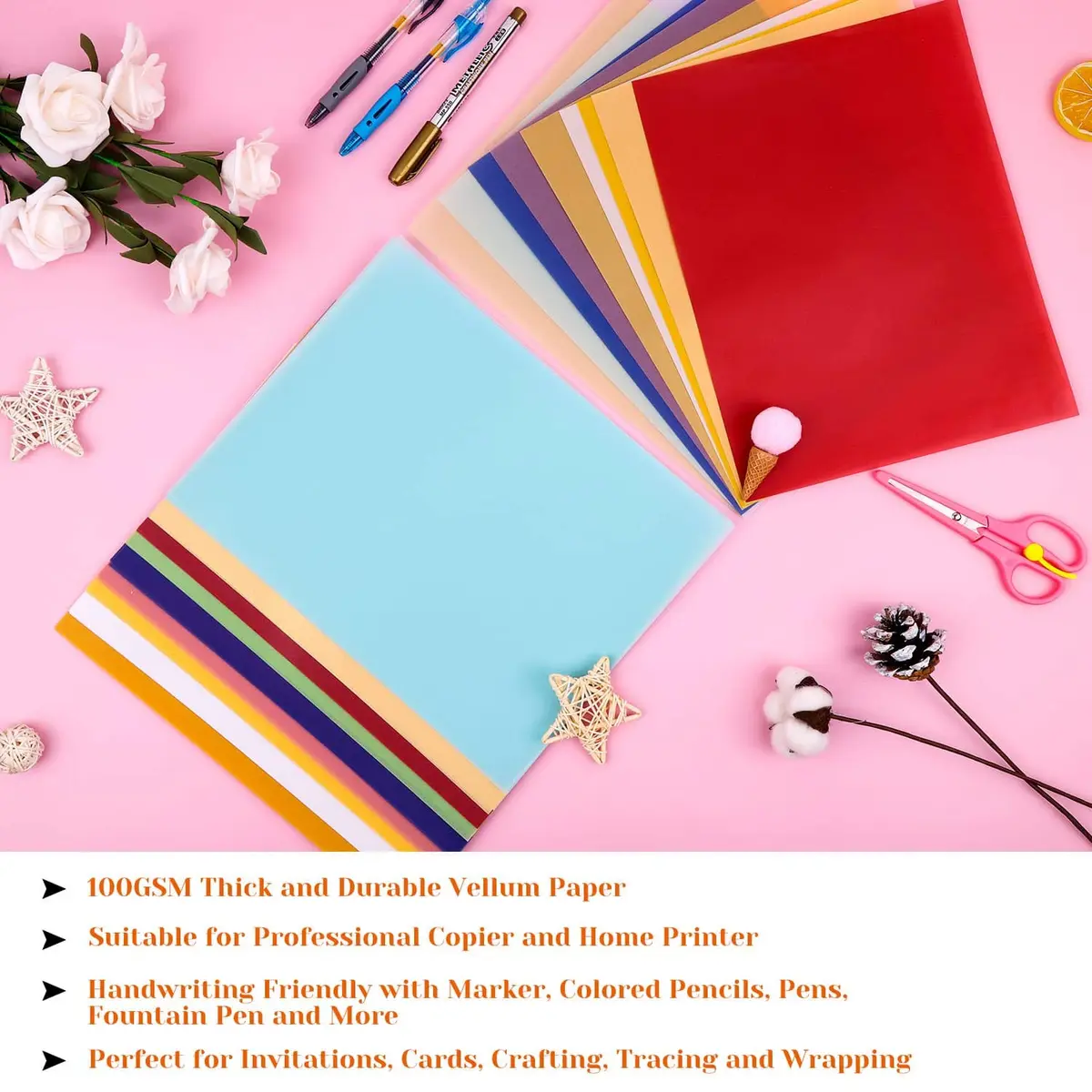 Cridoz 9-Color Transparent Vellum Paper 8.5 x 11 | Vivid Colors for Art & Printing - view 4