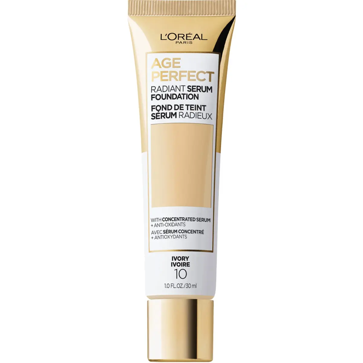 L'Oreal Paris Age Perfect Radiant Serum Foundation SPF 50 Ivory | Hydrating, Sensitive Skin, Broad Spectrum Sun Protection - main product image