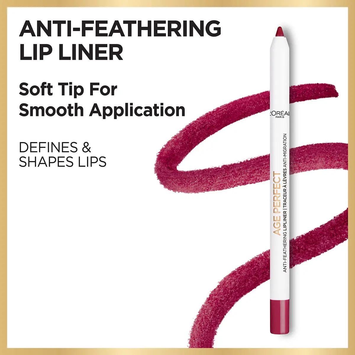 L'Oreal Paris Age Perfect Anti-Feathering Lip Liner Bright Mocha | Precision, Sensitive, Mature Skin - view 3