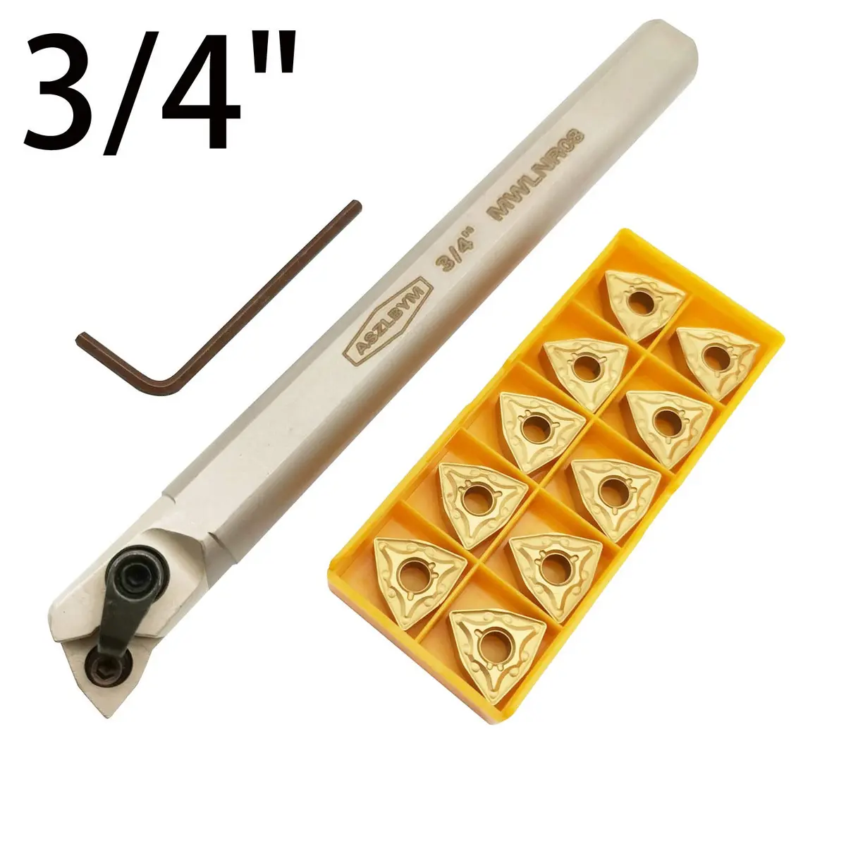 ASZLBYM 3/4" Lathe Internal Boring Bar Turning Tool Holder S20R-MWLNR08 with Indexable Carbide Turning Insert WNMG432 | High-Precision CNC Boring Tool (70-120 chars) - view 5