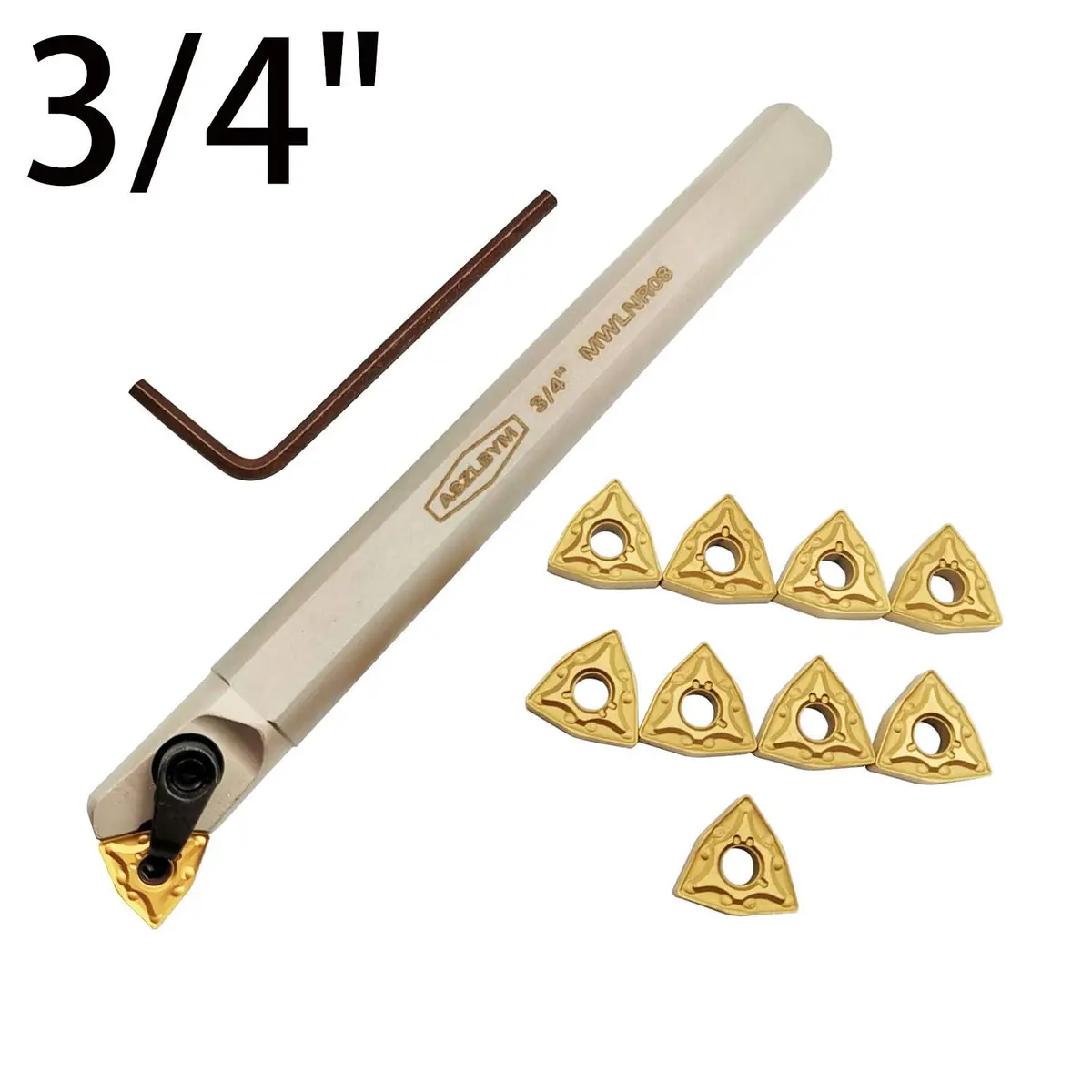 ASZLBYM 3/4" Lathe Internal Boring Bar Turning Tool Holder S20R-MWLNR08 with Indexable Carbide Turning Insert WNMG432 | High-Precision CNC Boring Tool (70-120 chars) - view 2