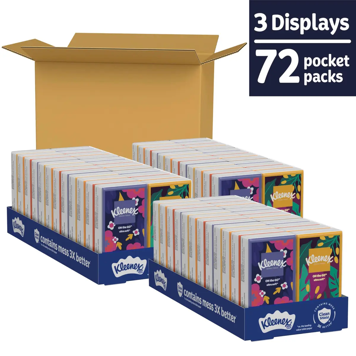 Kleenex On-The-Go Facial Tissues, 72 Travel Packs, 10 Tissues per Pack | 3-Ply, Unscented, Travel Size - view 2