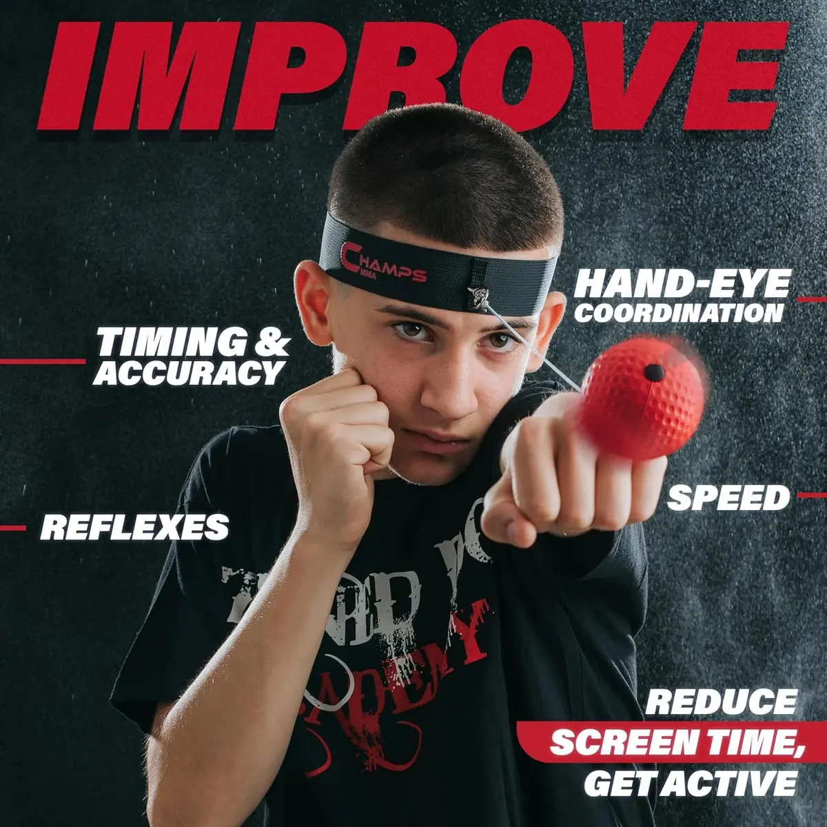 Champs MMA Reflex Ball Set with Punch Counter | 4 Varying Weights, Headband & Strings - view 2