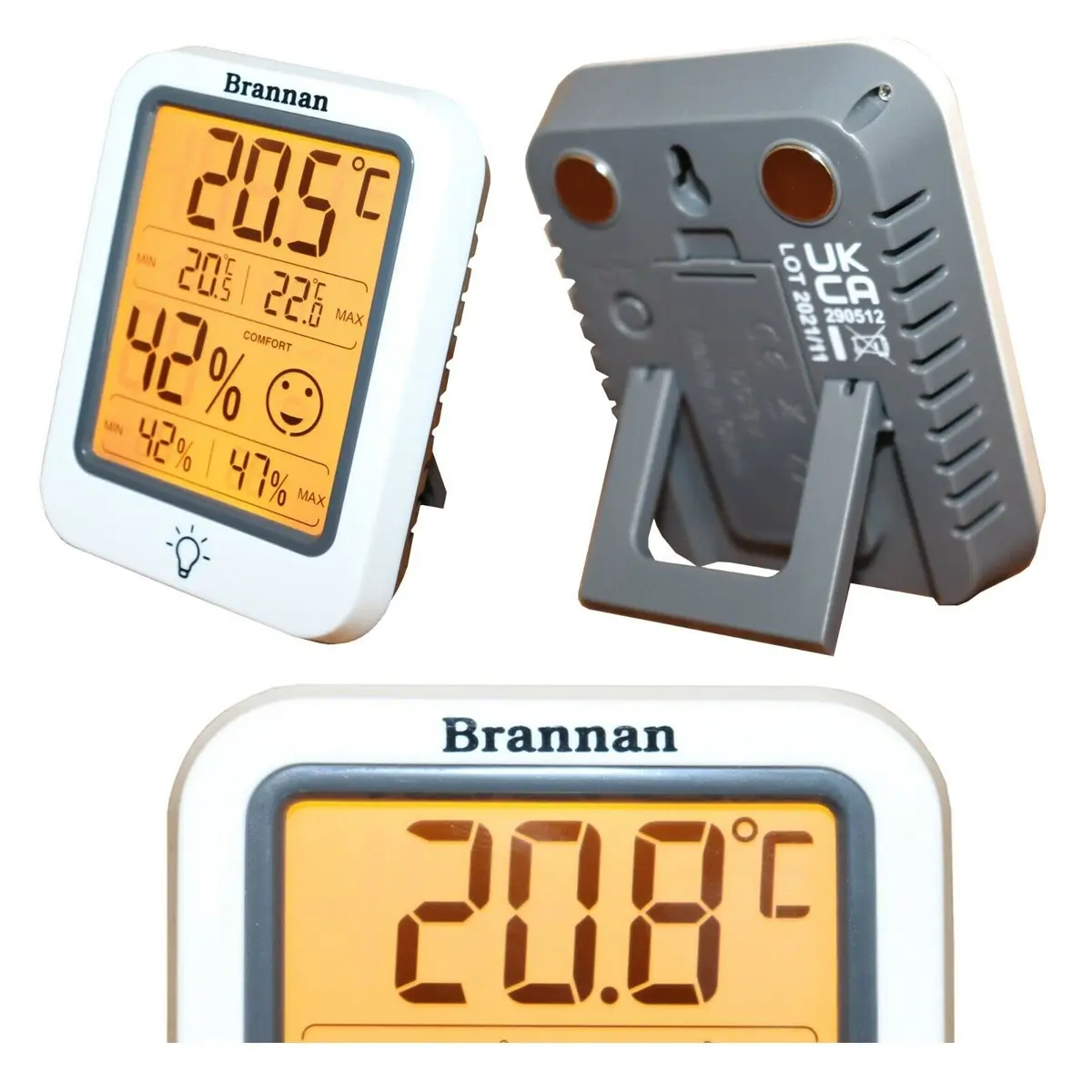 Brannan Digital Room Thermometer Hygrometer with Backlight & Max Min Recording, -50°C to 70°C (25.6°F to 158°F) | Monitors Indoor Temperature and Humidity Accurately - view 7