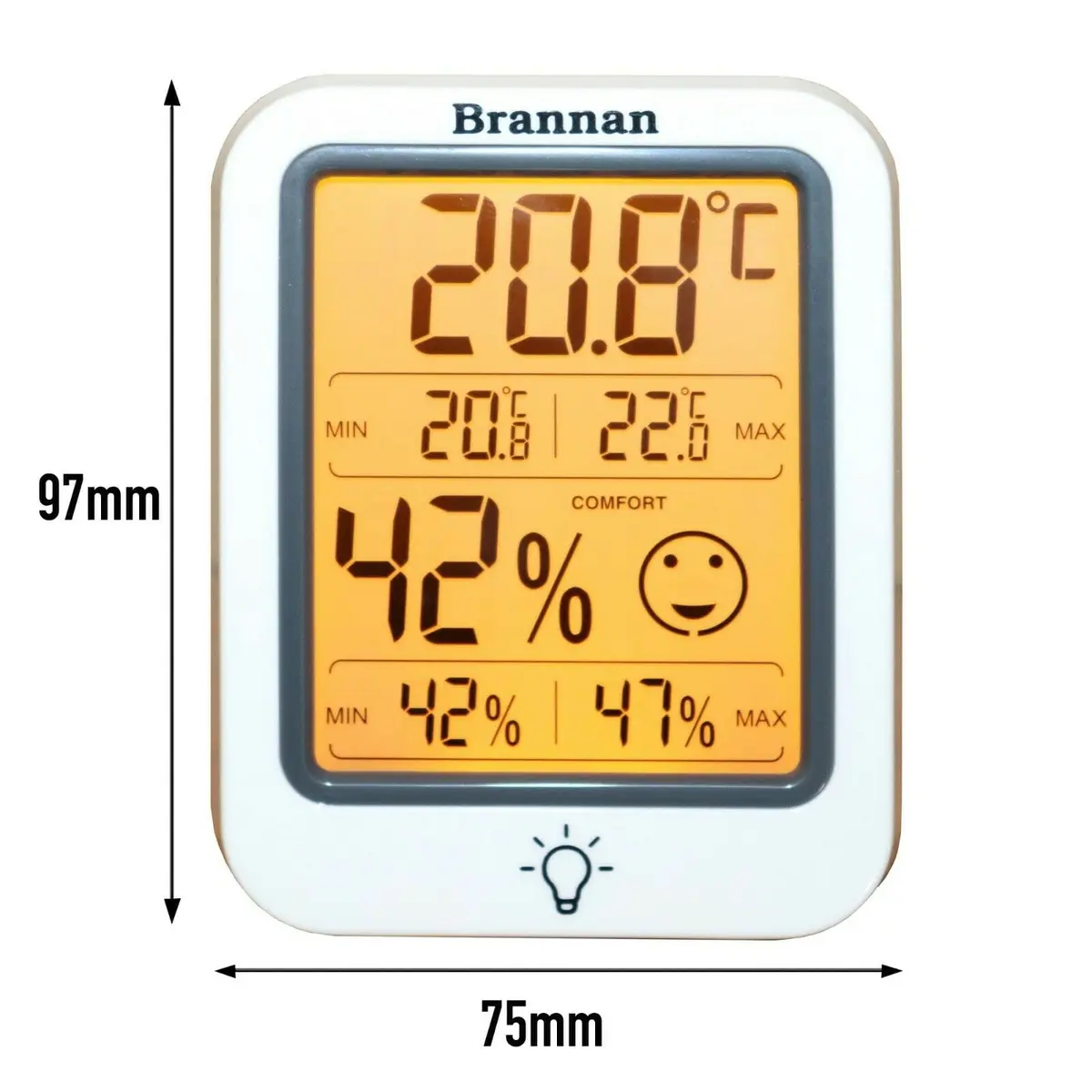 Brannan Digital Room Thermometer Hygrometer with Backlight & Max Min Recording, -50°C to 70°C (25.6°F to 158°F) | Monitors Indoor Temperature and Humidity Accurately - view 8