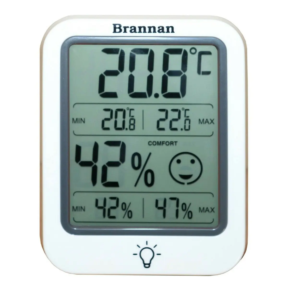 Brannan Digital Room Thermometer Hygrometer with Backlight & Max Min Recording, -50°C to 70°C (25.6°F to 158°F) | Monitors Indoor Temperature and Humidity Accurately - view 2