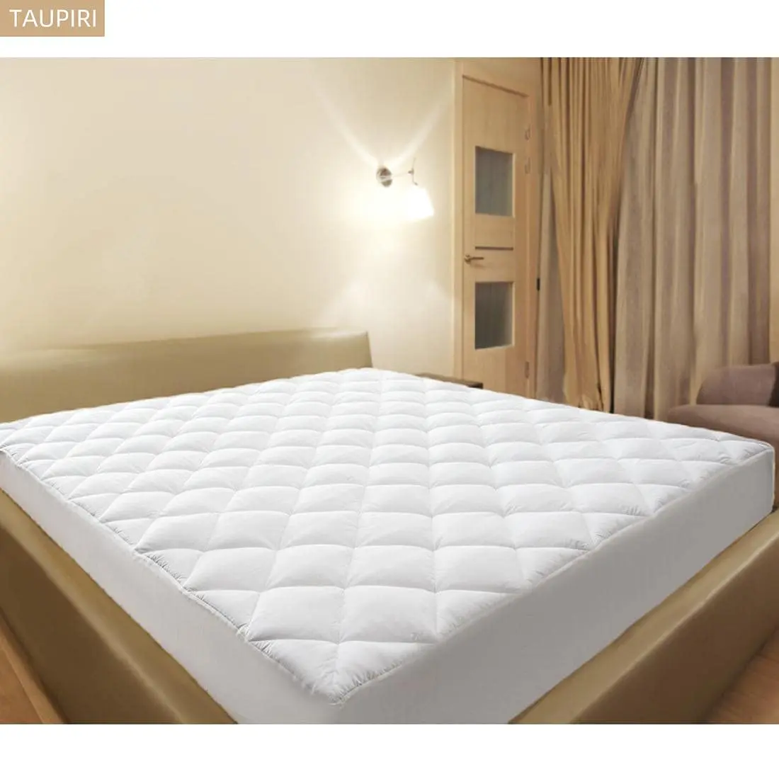 Taupiri Queen Quilted Mattress Pad Cover with Deep Pocket (8"-21"), White | Breathable & Deep Pocket Mattress Protector - view 6