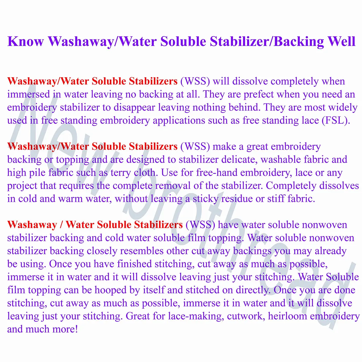 New brothread 12" x 25 Yd Wash Away Embroidery Stabilizer | Water Soluble, Light Weight 1.5oz, for Machine Embroidery & FSL - view 3