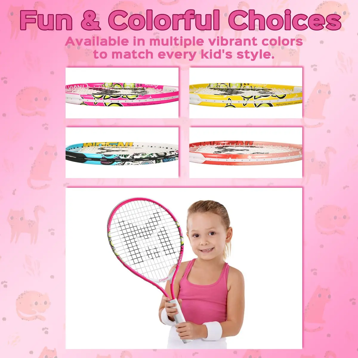 INSUM Junior Tennis Racket 17 Inch | Lightweight Aluminum, Beginner-Friendly (70-120 chars) - view 5