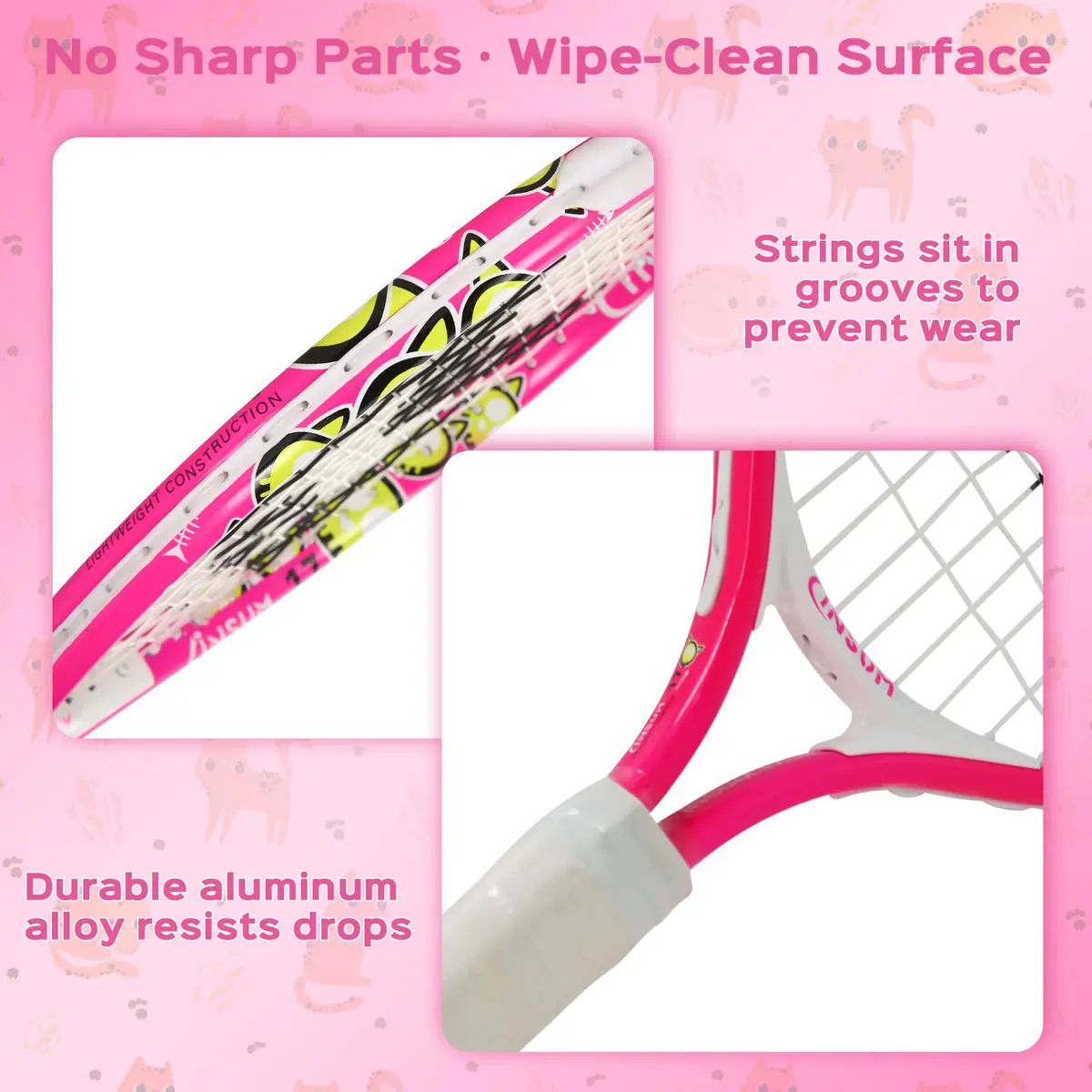 INSUM Junior Tennis Racket 17 Inch | Lightweight Aluminum, Beginner-Friendly (70-120 chars) - view 3